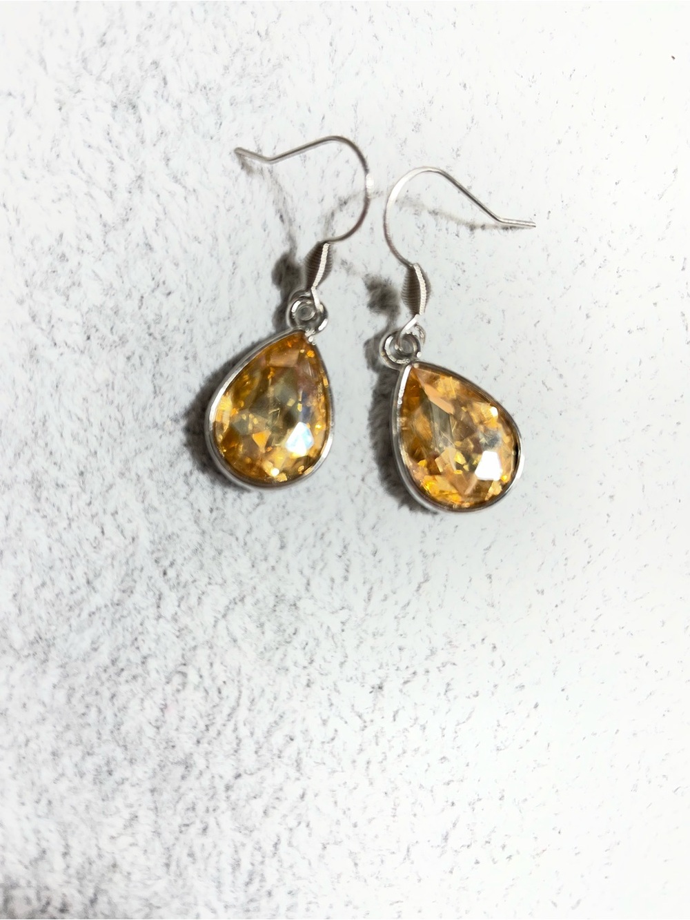 Teardrop Champagne Crystal Dangle Earrings NEW